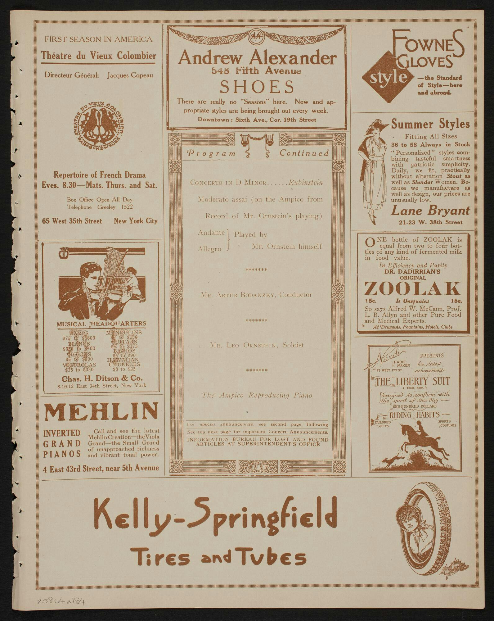 Images of the program from the Metropolitan Orchestra’s first appearance at Carnegie Hall, 1918