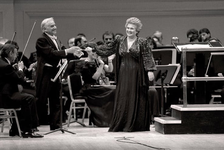 Leonard Bernstein and Marilyn Horne performing in Music for Life at Carnegie Hall, 1987