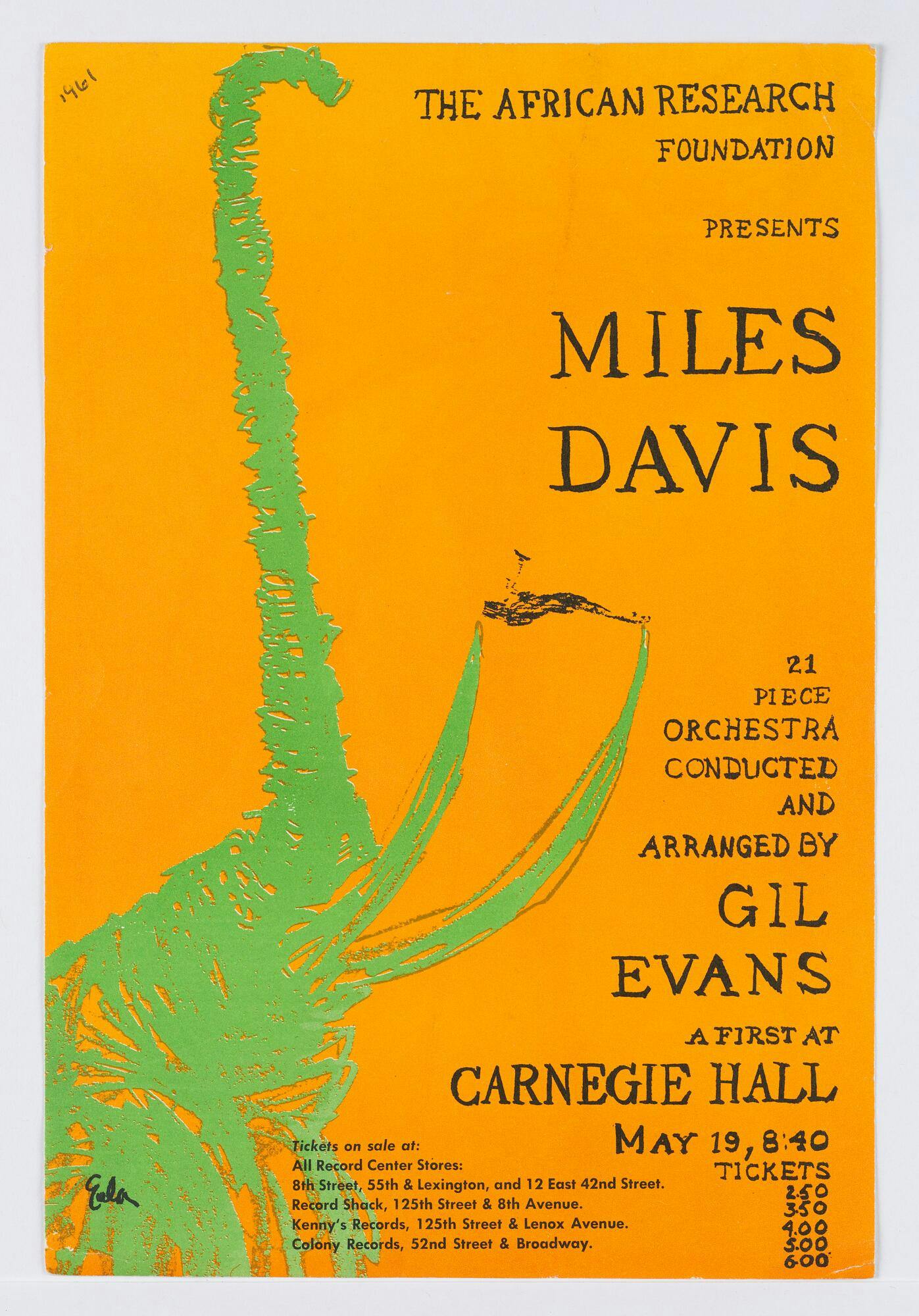 Miles Davis and Gil Evans concert flyer, 1961