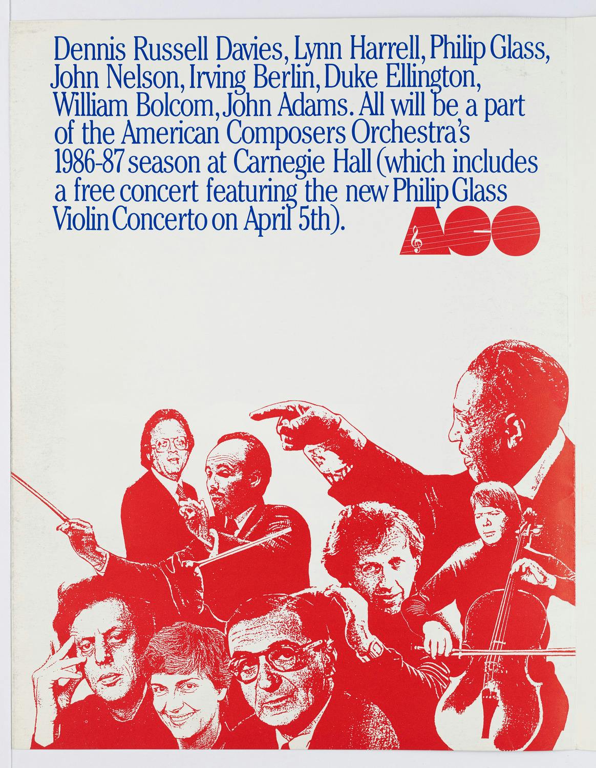 Brochure with images of various musicians under the heading "ACO"