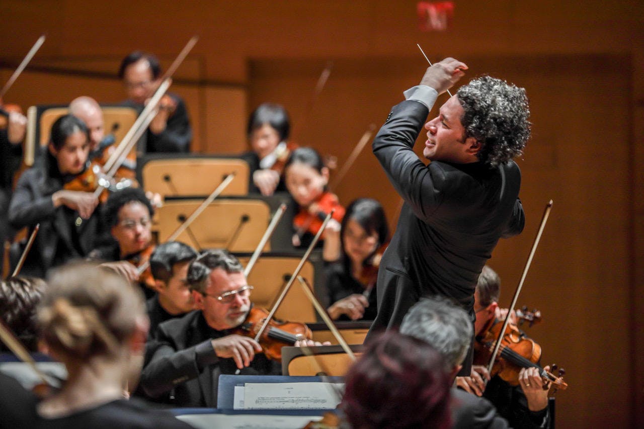 Gustavo Dudamel conducting the Los Angeles Philharmonic.
