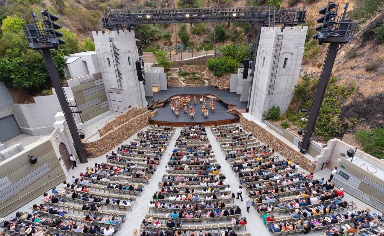 Amphitheater with rows of seats.