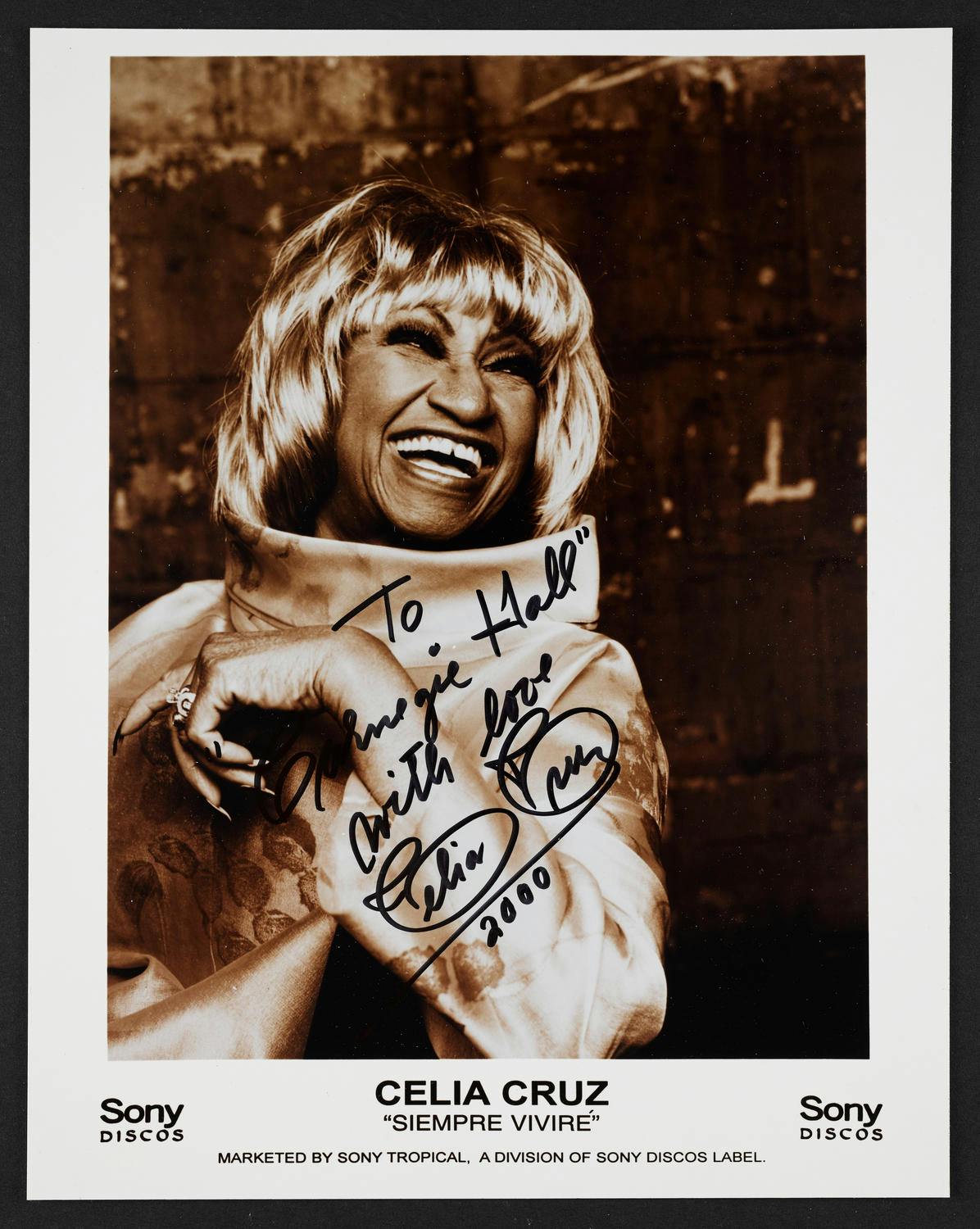 Concert poster of Ceclia Cruz’s Carnegie Hall performance with her inscription.
