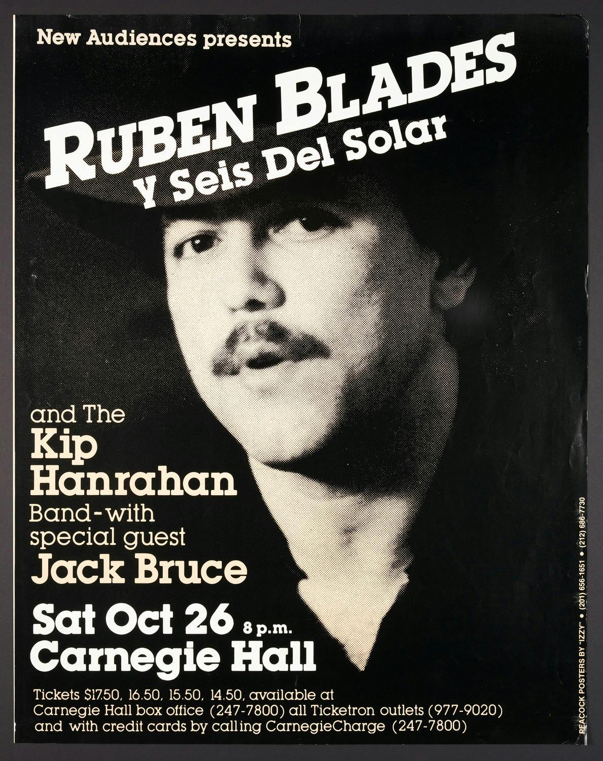 Concert poster of Rubén Blades’s Carnegie Hall performance in 1985.