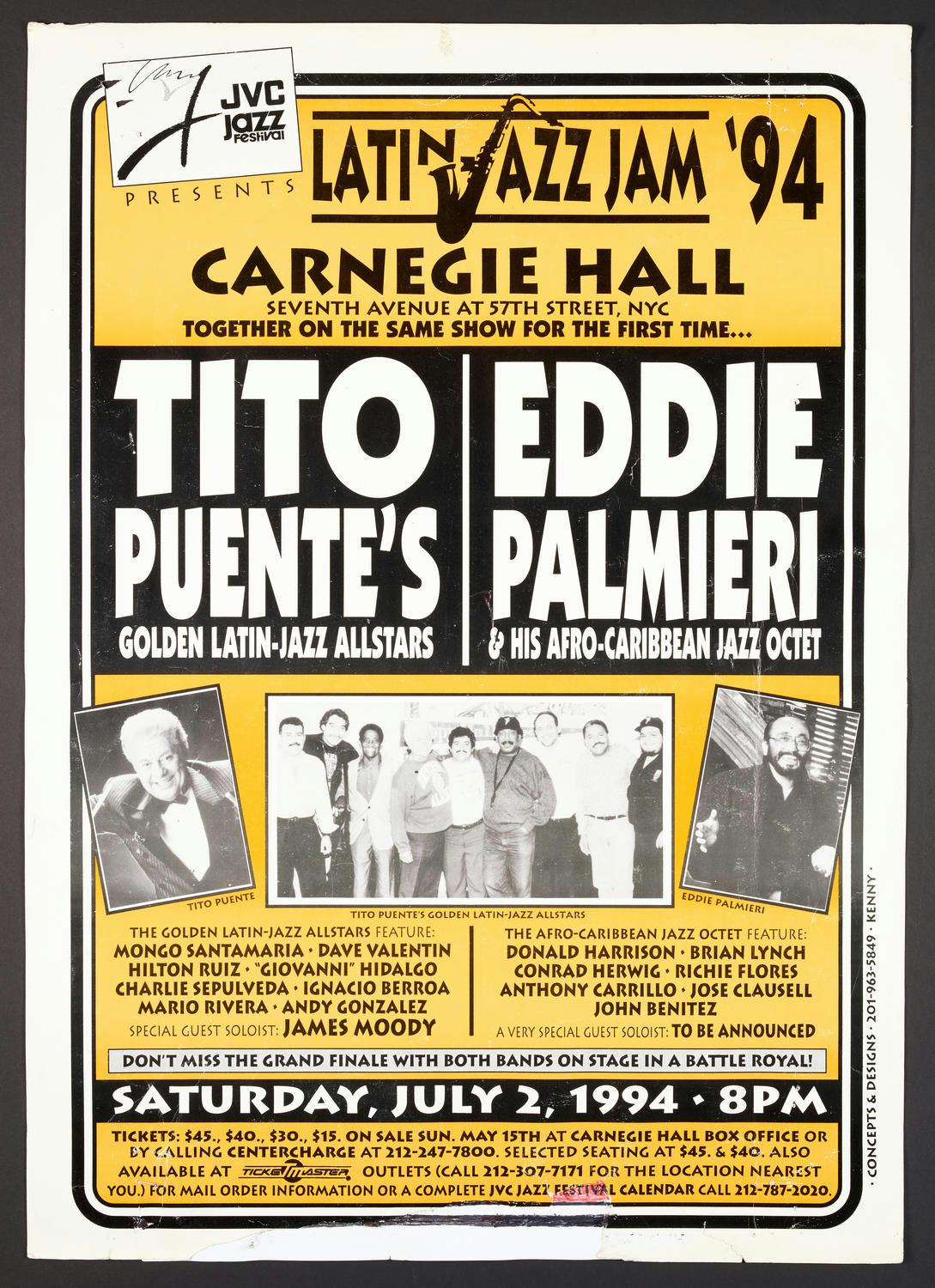 Concert poster of Tito Puente's Golden Latin-Jazz Allstars / Eddie Palmieri & His Afro-Carribean Jazz Octet