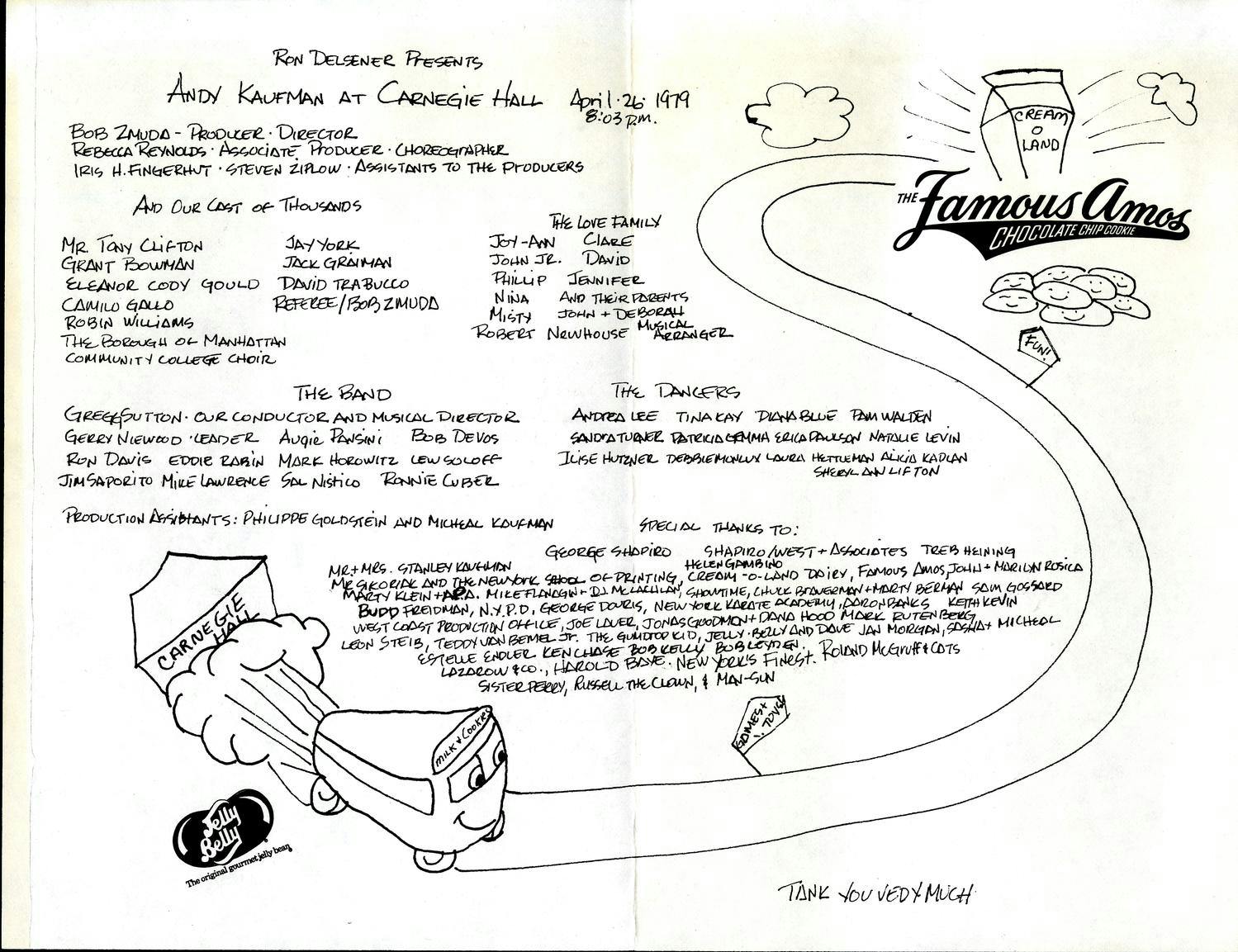 Program flyer for Andy Kaufman’s Carnegie Hall performance.