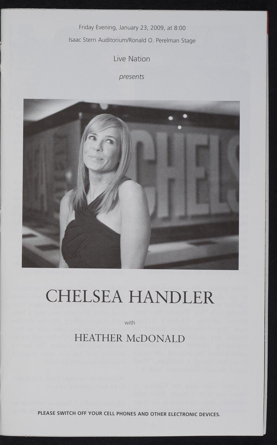 Program for Chelsea Handler’s Carnegie Hall debut.