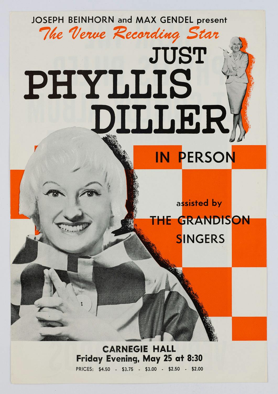 Program flyer for Phyllis Diller’s Carnegie Hall performance.