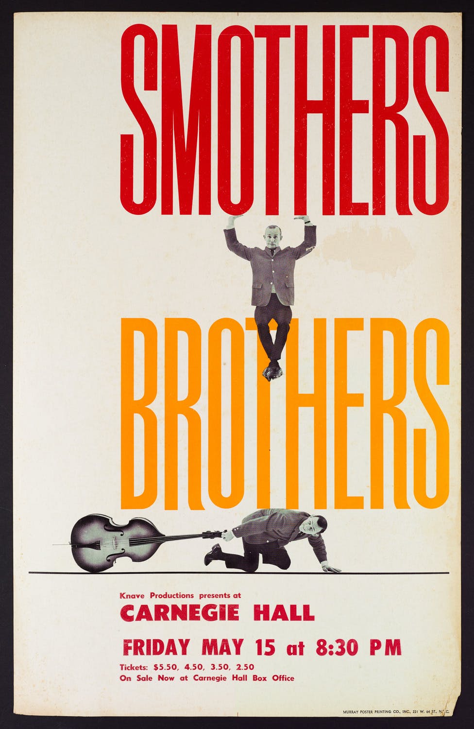 Program flyer for the Smothers Brothers performance at Carnegie Hall.