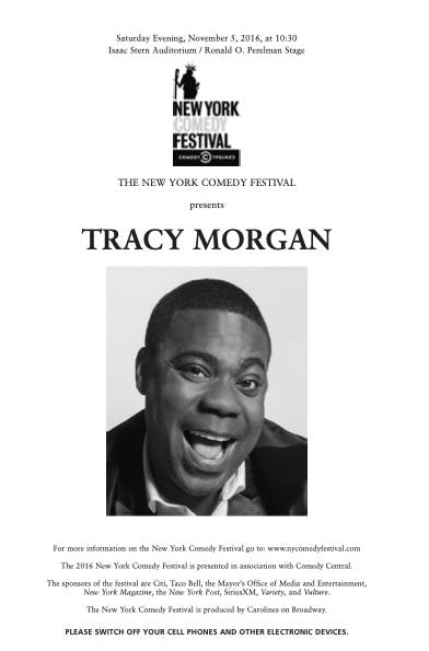 Program for Tracy Morgan’s performance as part of the New York Comedy Festival at Carnegie Hall.