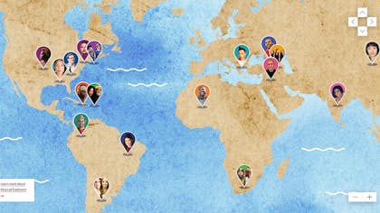An illustrated map shows the musical artists’ countries of origin