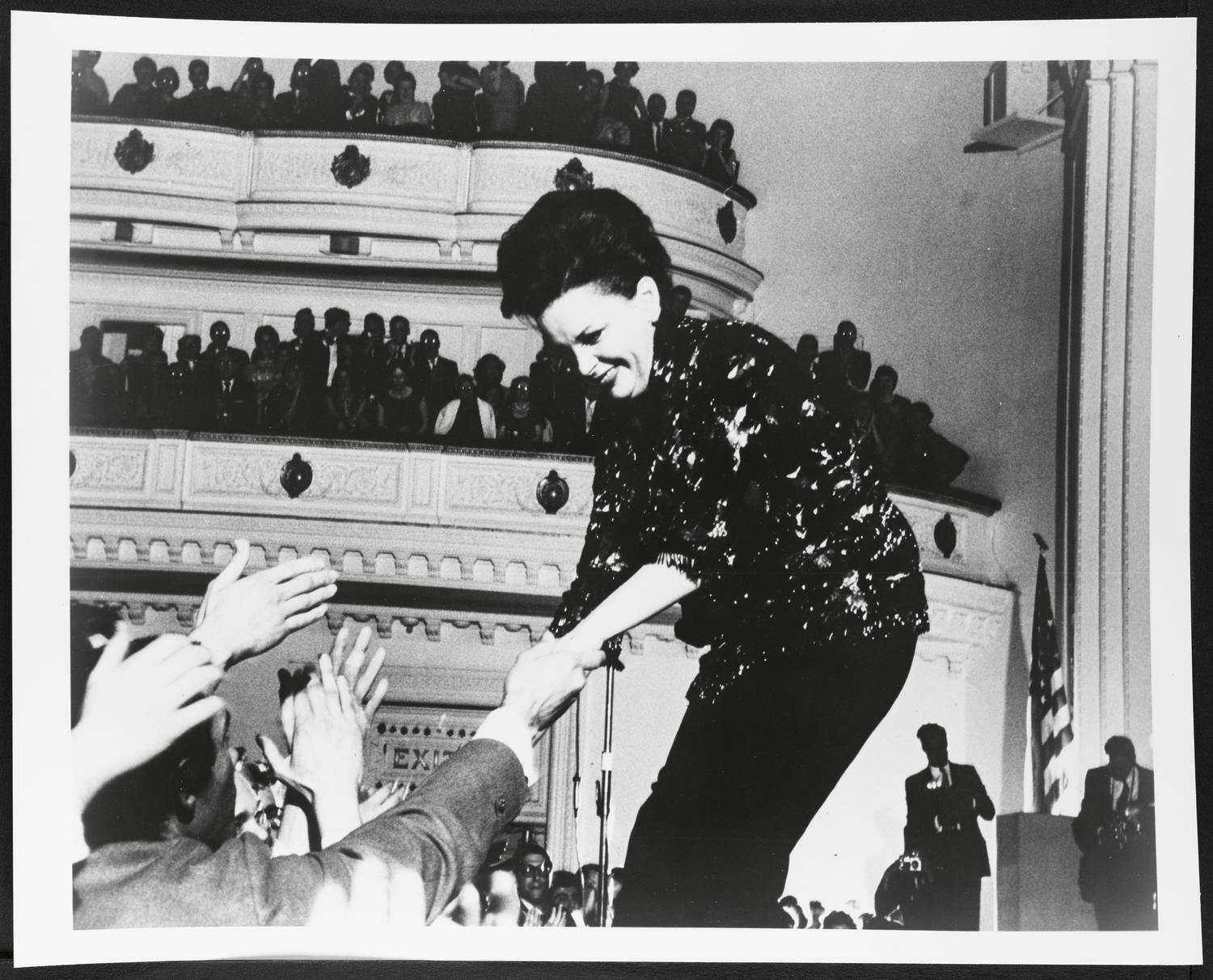 Judy Garland greeting the audience during her Carnegie Hall debut, 1961