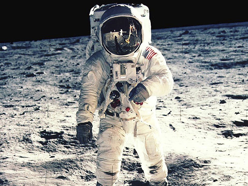Neil Armstrong walks on the moon