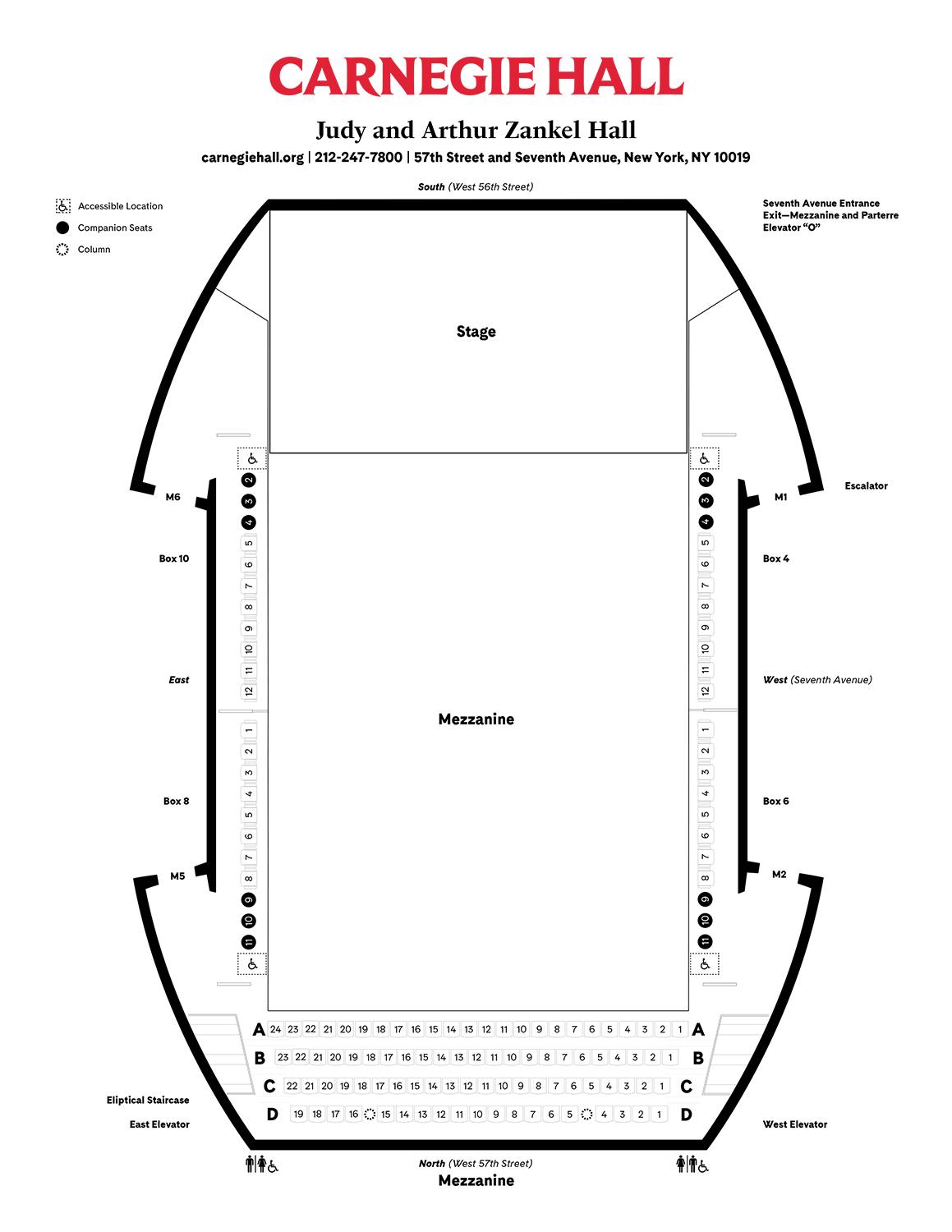 Judy and Arthur Zankel Hall Mezzanine seating chart