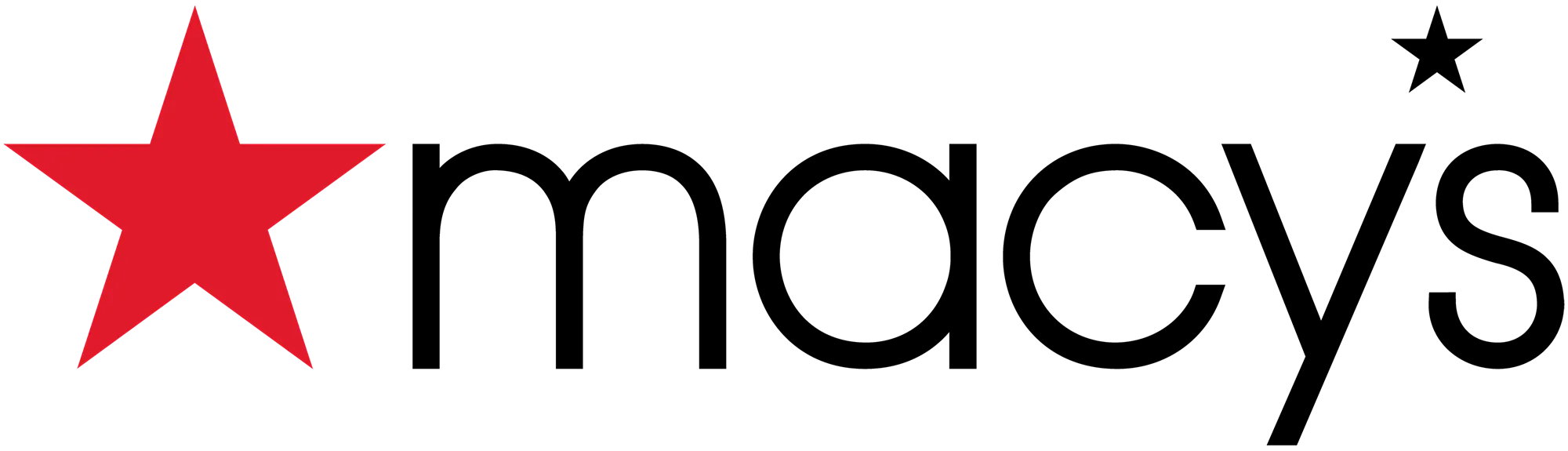 macy's logo, a red star with macy's in black text