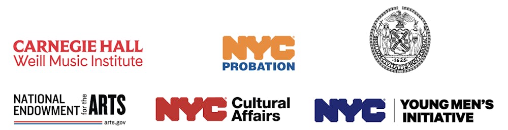 Weill Music Institute, NYC Probation, NYC, NEA, NYC Cultural Affairs, NYC Young Men's Initiative logos