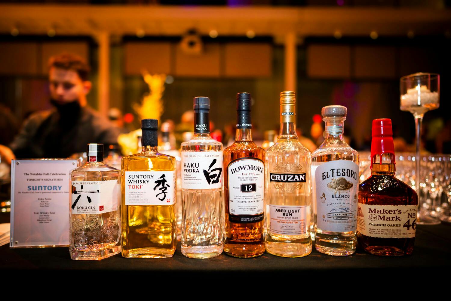 Liquors on the bar generously provided by sponsor Suntory