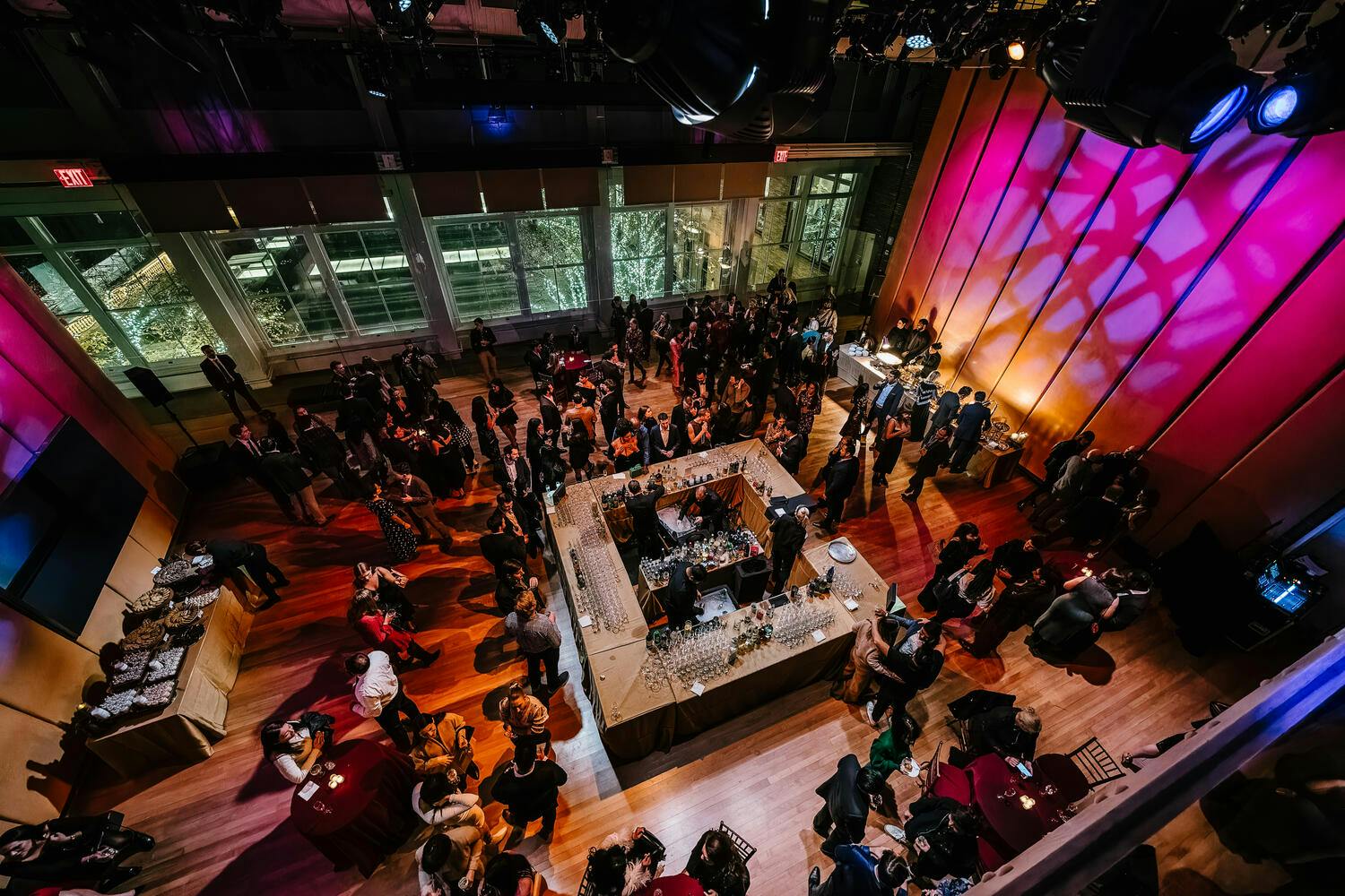 An overhead view of the attendees at the celebration