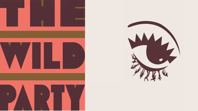 "The Wild Party" over illustration of an open eye with thick eyelashes