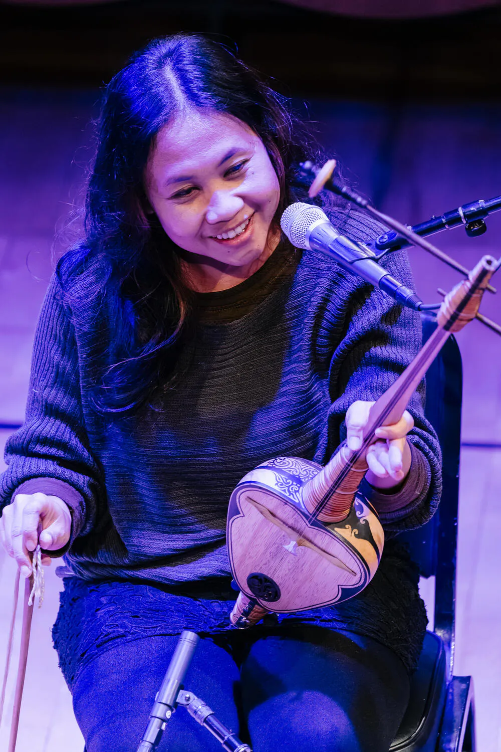 Peni Candra Rini performs on rebab and vocals in Zankel Hall Center Stage.