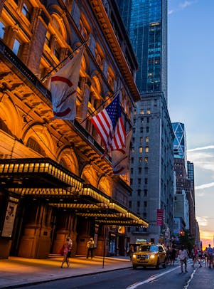 Carnegie Hall exterior at sunset