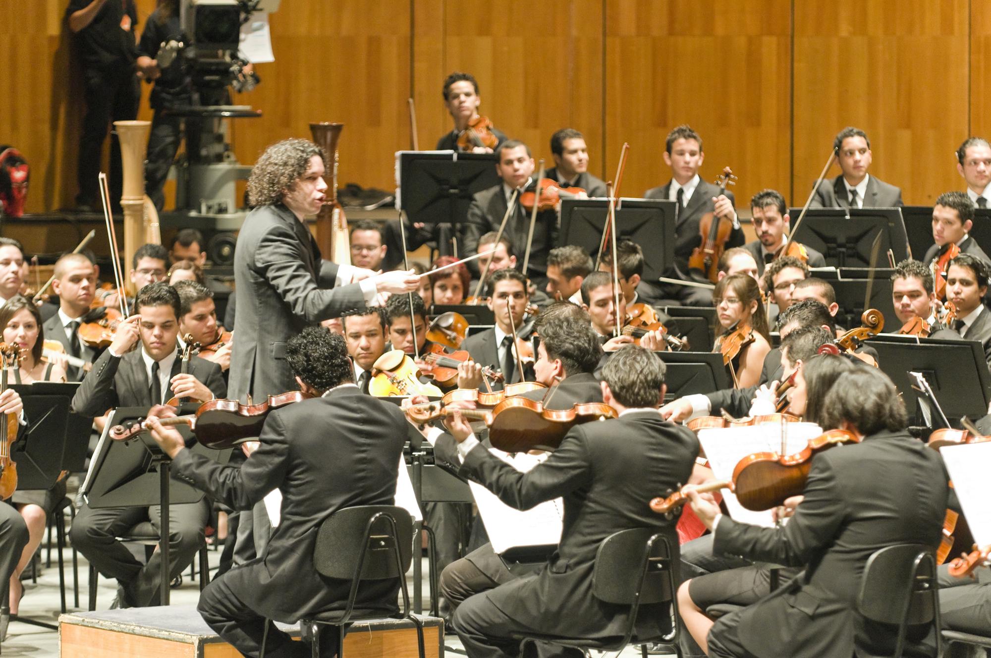 Gustavo Dudamel conducting the Simón Bolívar Youth Orchestra of Venezuela