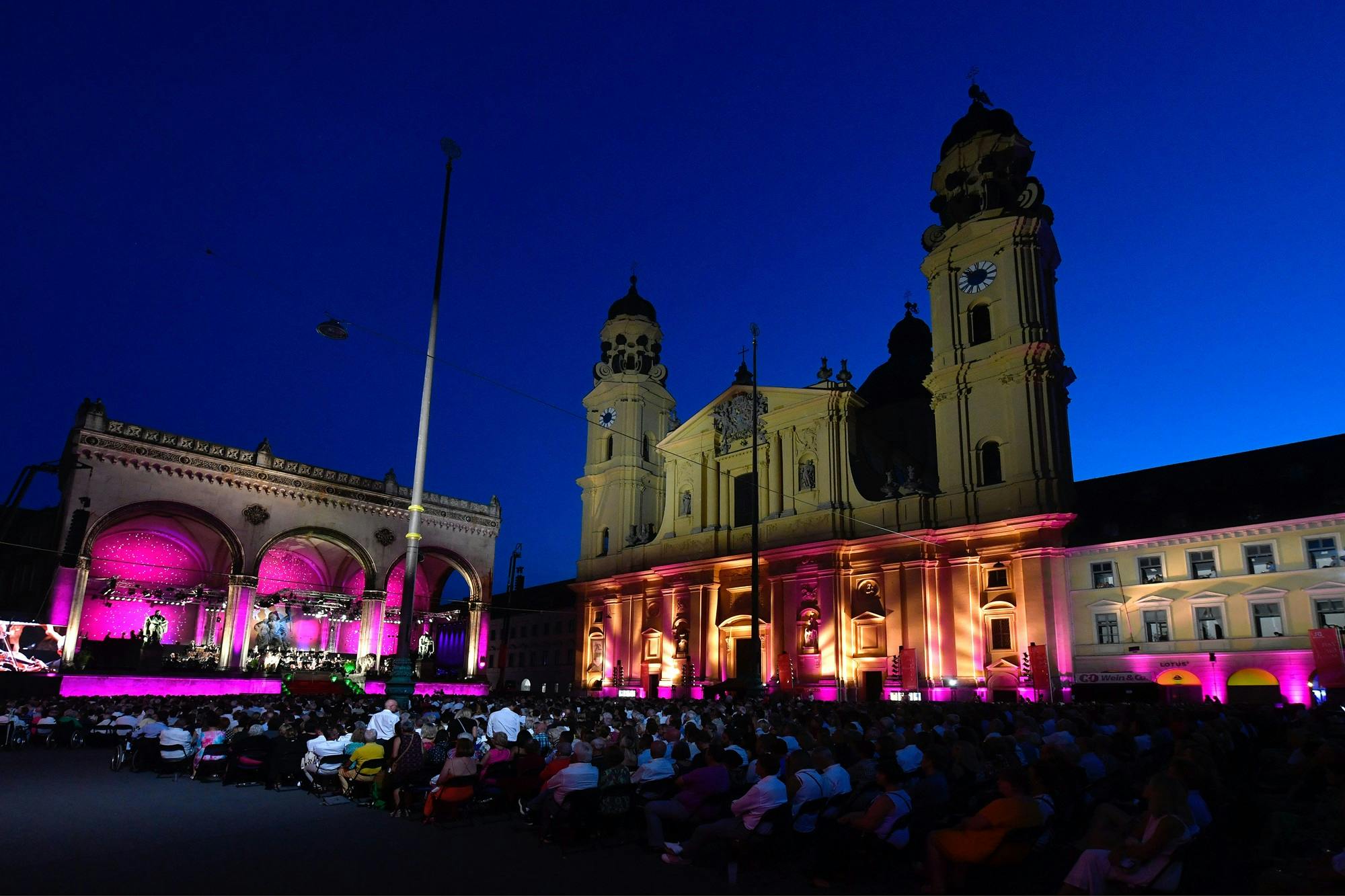 Munich’s Odensplatz in the evening.