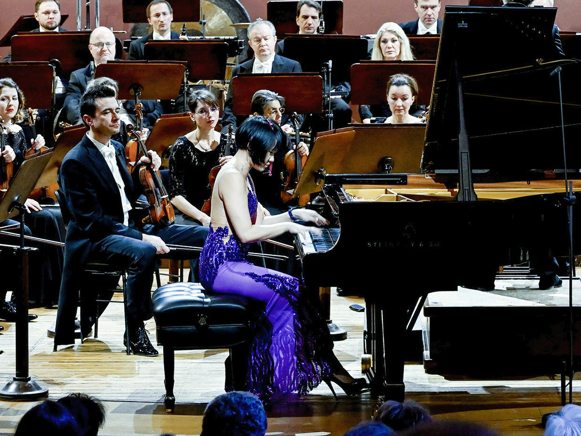Yuja Wang performing with the Czech Philharmonic