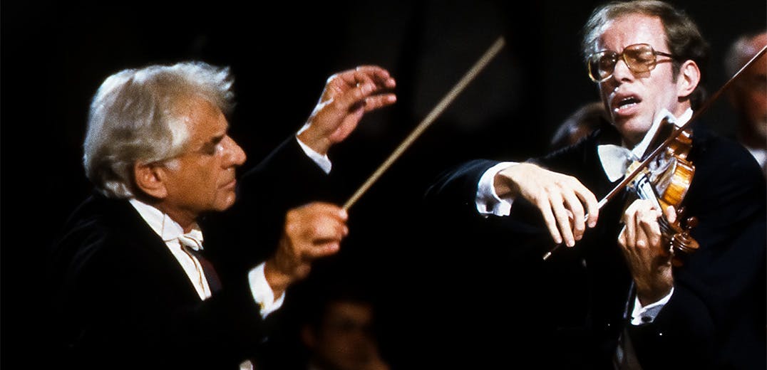 Leonard Bernstein conducting and Gidon Kremer playing the violin