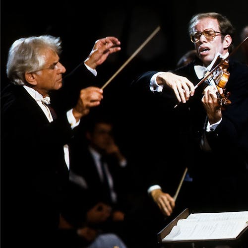 Leonard Bernstein conducting and Gidon Kremer playing the violin