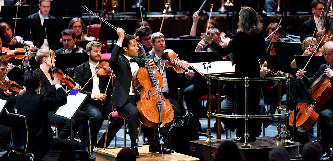 Sheku Kanneh-Mason on stage with the City of Birmingham Symphony Orchestra
