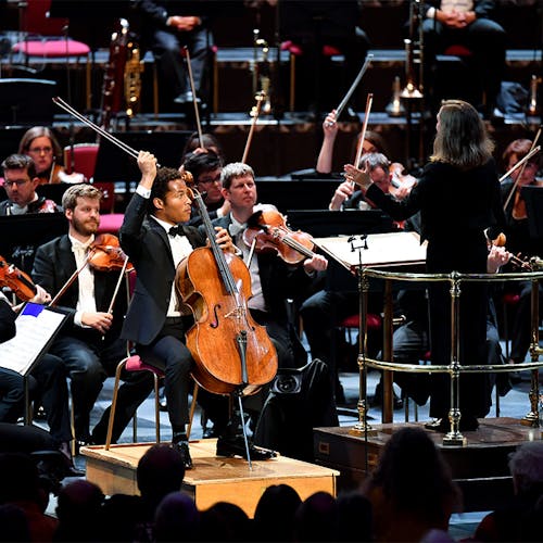  Sheku Kanneh-Mason on stage with the City of Birmingham Symphony Orchestra