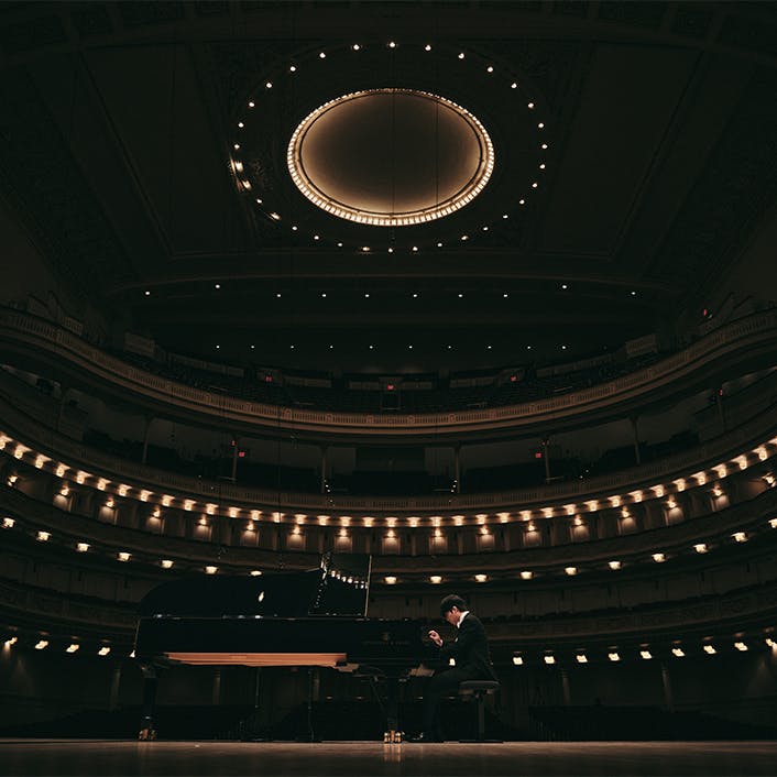 Yunchan Lim playing piano on Stern Auditorium / Perelman Stage.