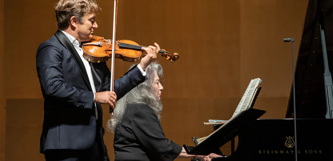 Renaud Capuçon playing the violin and Martha Argerich playing the piano