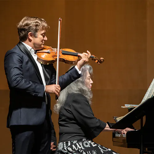 Renaud Capuçon playing the violin and Martha Argerich playing the piano