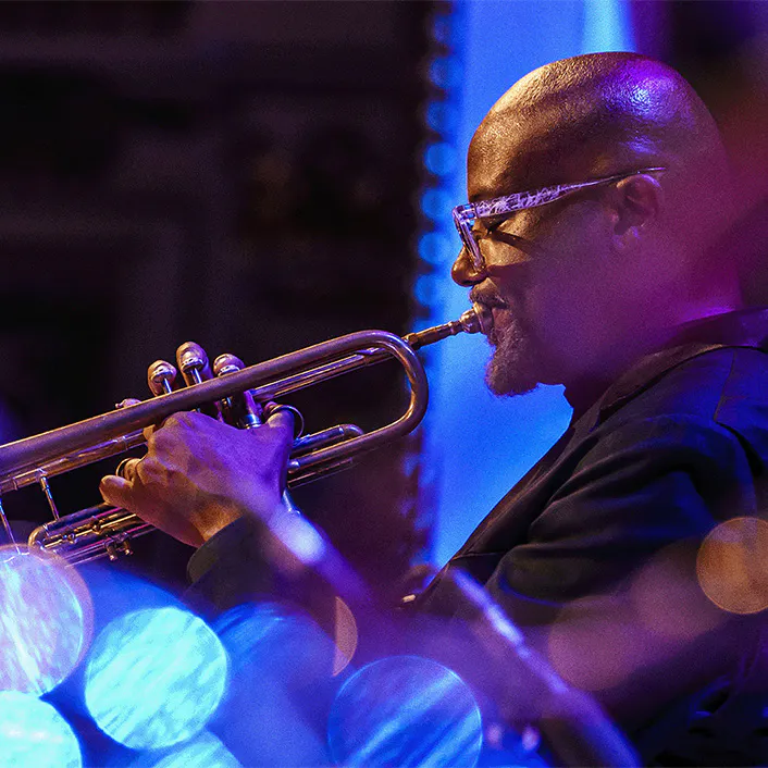 Sean Jones playing the trumpet