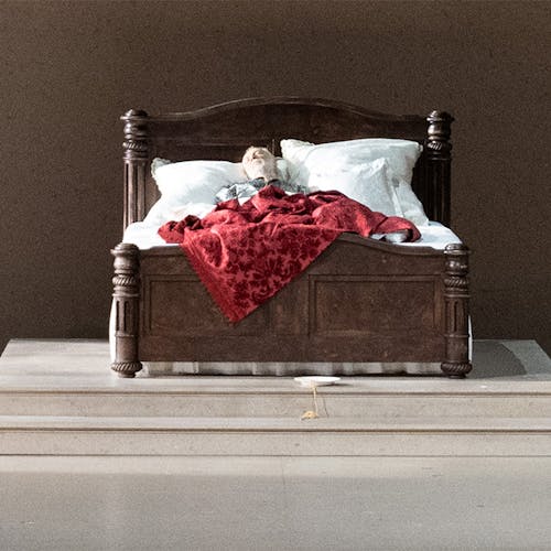 A person sleeping in a bed