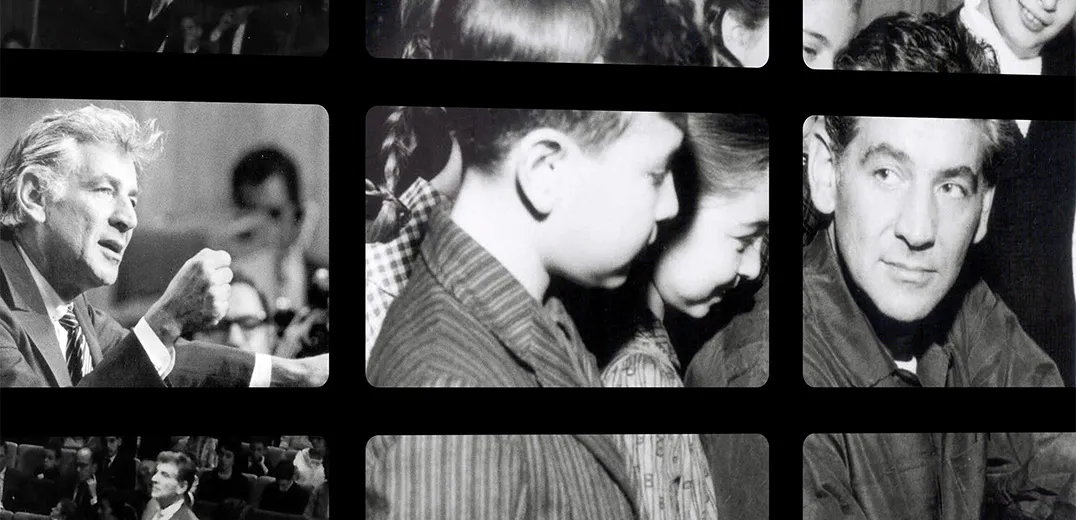 An array of photos of Leonard Bernstein